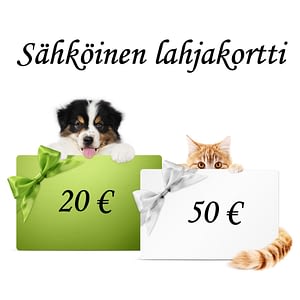 Nimilaatat.com sähköinen lahjakortti koiratarvikkeiden ostoon