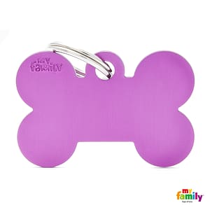 Koiran Nimilaatta kaiverruksella - EXTRA vahva Alumiini ISO luu, violetti