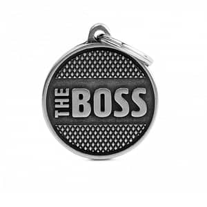 Kaiverrettu nimilaatta tai avaimenperä - BRONX ISO ympyrä "The Boss"