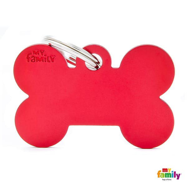 Koiran Nimilaatta kaiverruksella - EXTRA vahva Alumiini ISO luu, punainen