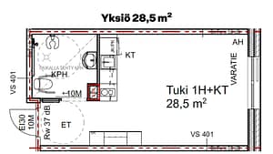 Yksiön pohjapiirtustus