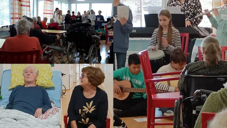 Myös meidän vuode potilaat pääsivät katsomaan perjantain konsertia sängyissä. Soitimia oli monipuolisesti.