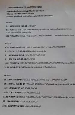 Tapahtumakalenteri vko 44-46