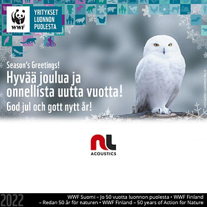 WWF Christmas greeting banner with a picture of a white owl.