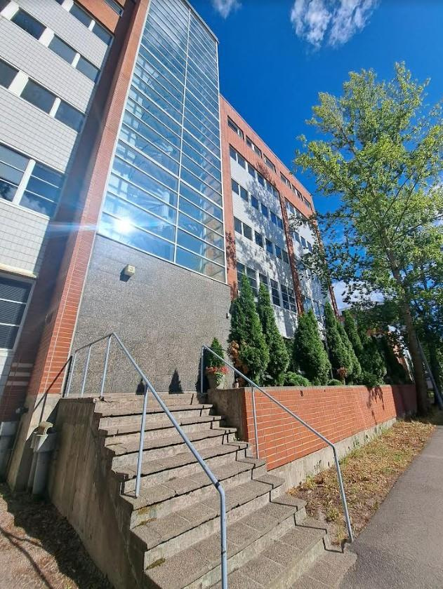 Stairs leading to an office building