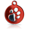 Koiran nimilaatta - Hopeoitu fashion tassu ISO ympyrä, punainen