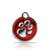 Koiran nimilaatta - Hopeoitu fashion tassu pieni ympyrä, punainen