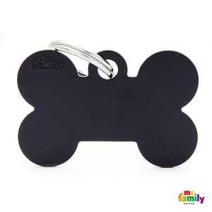 Koiran Nimilaatta kaiverruksella - EXTRA vahva Alumiini ISO luu, musta