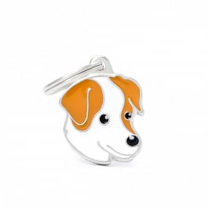 Nimilaatta kaiverruksella - koirarotu-nimilaatta jackrusselinterrieri valkoruskea