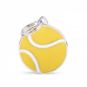 Kaiverrettu nimilaatta tai avaimenperä - CHARMS ISO tennispallo, my family