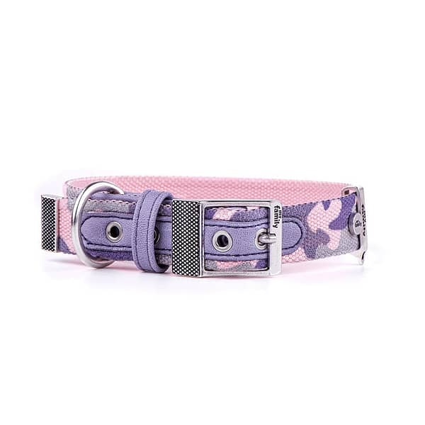 Premium-tason koiran kaulapanta nylonia. Pinkki maastokuosi.