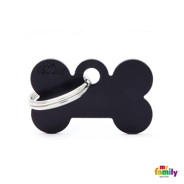 Koiran Nimilaatta kaiverruksella - EXTRA vahva Alumiini pieni luu, musta