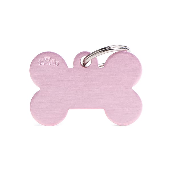 Koiran Nimilaatta kaiverruksella - EXTRA vahva Alumiini ISO luu, pinkki