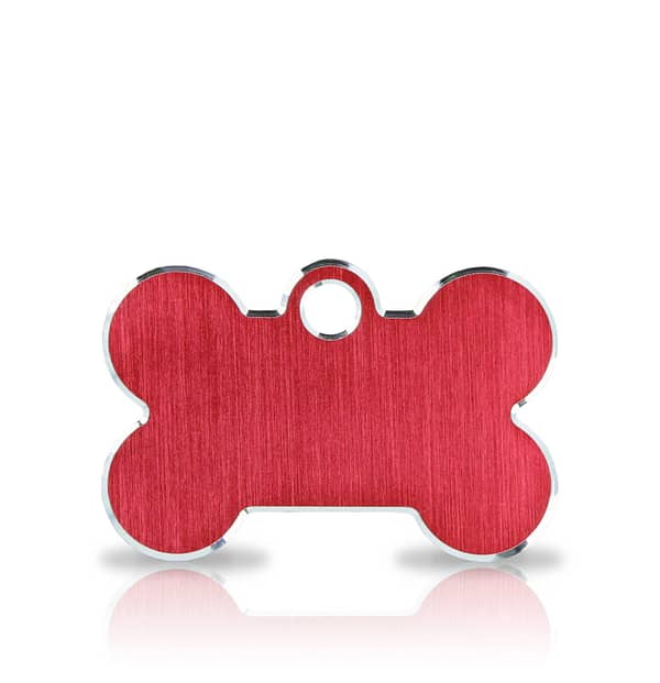 Koiran nimilaatta kaiverruksella - Hi-line Alumiini pieni luu, punainen