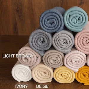 Newborn Photography –  Light Ribbed Fabric wrap - light brown