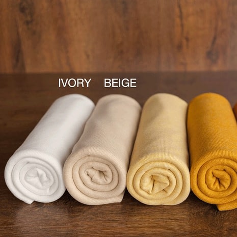 Newborn Photography – Light Ribbed Fabric Backdrop Ivory