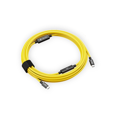 A1000446 Cobra Tether USB C Cable 10G 10m CtoC Straight Yellow Sideshot PNG