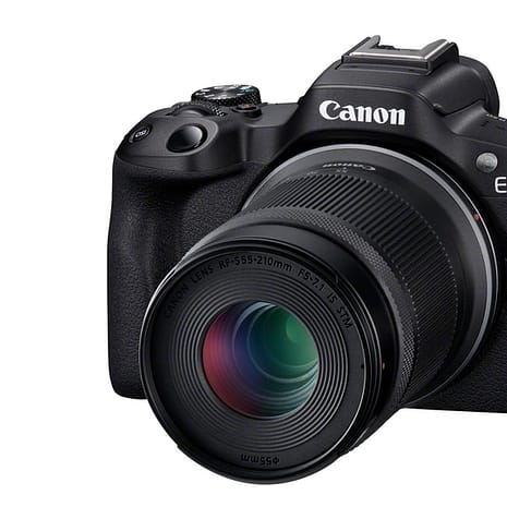 Canon EOS R50 Black FrontSlantLeft RF S 55mm