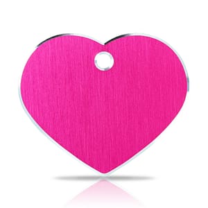 Koiran nimilaatta kaiverruksella - Hi-line Alumiini ISO sydän, pinkki