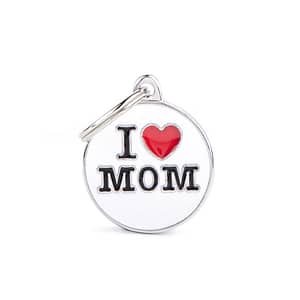Koiran nimilaatta - CHARMS pieni ympyrä "I love mom"