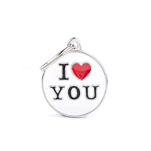 koiran nimilaatta charms i love you valkoinen pieni ympyrä nimilaatat.com