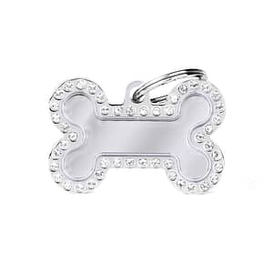 koiran nimilaatta glam swarovski hopeoitu iso luu nimilaatat.com