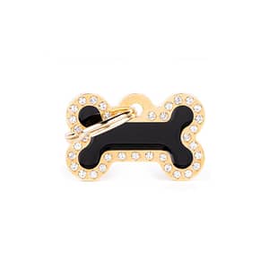 koiran nimilaatta glam swarovski kullattu pieni luu musta nimilaatat.com