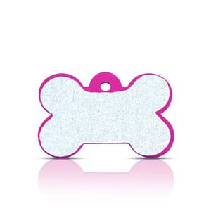 Koiran nimilaatta - Heijastava Hi-Line Alumiini ISO luu, pinkki