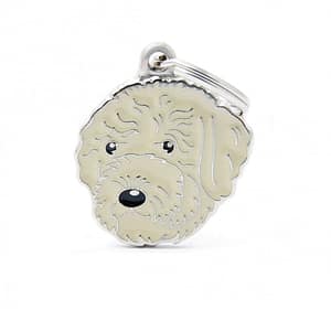 Nimilaatta kaiverruksella - koirarotu-nimilaatta lagotto romagnolo lunnonvalkoinen
