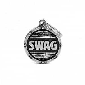 Kaiverrettu nimilaatta tai avaimenperä - BRONX keskikokoinen ympyrä "SWAG"