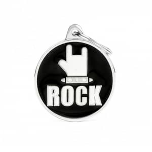 Kaiverrettu nimilaatta tai avaimenperä - CHARMS iso ympyrä "rock", my family