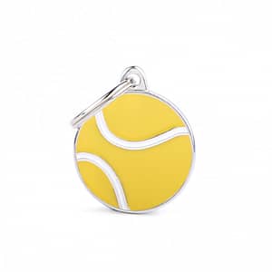 Kaiverrettu nimilaatta tai avaimenperä - CHARMS pieni tennispallo, my family