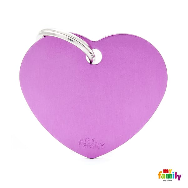 Koiran Nimilaatta kaiverruksella - EXTRA vahva Alumiini ISO sydän, violetti