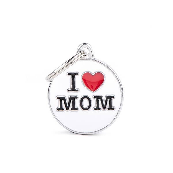Koiran nimilaatta - CHARMS pieni ympyrä "I love mom"