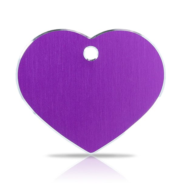 Koiran nimilaatta kaiverruksella - Hi-line Alumiini ISO sydän, violetti