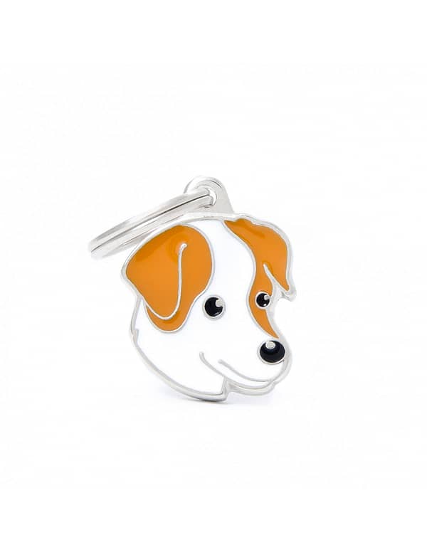 Nimilaatta kaiverruksella - koirarotu-nimilaatta jackrusselinterrieri valkoruskea