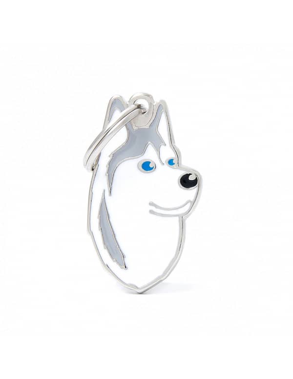 Nimilaatta kaiverruksella - koirarotu-nimilaatta siperianhusky harmaa