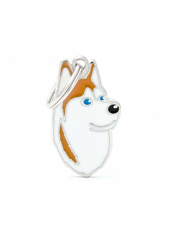 Nimilaatta kaiverruksella - koirarotu-nimilaatta siperianhusky punavalkoinen