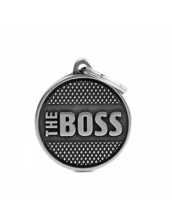Kaiverrettu nimilaatta tai avaimenperä - BRONX ISO ympyrä "The Boss"