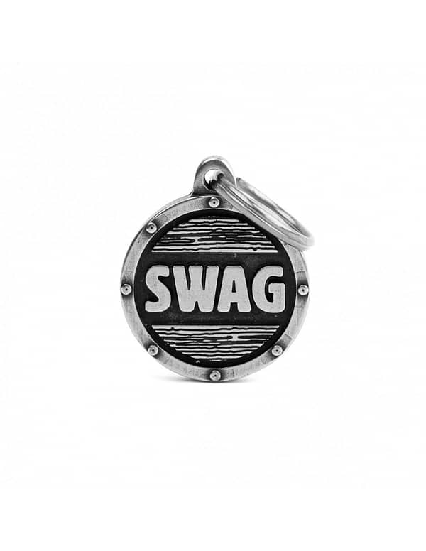 Kaiverrettu nimilaatta tai avaimenperä - BRONX keskikokoinen ympyrä "SWAG"