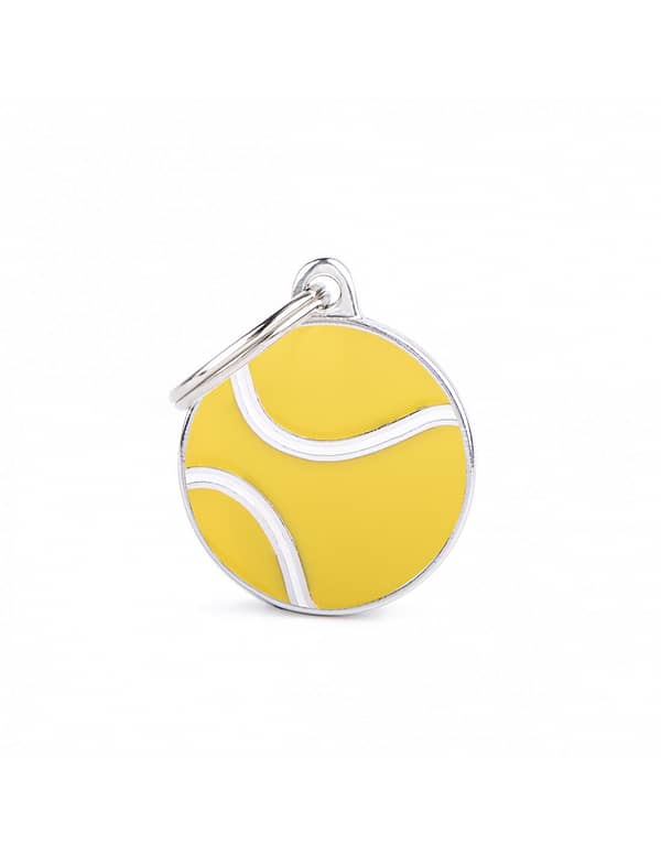 Kaiverrettu nimilaatta tai avaimenperä - CHARMS pieni tennispallo, my family