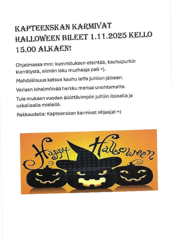 Kapteenskan perinteiset halloween-juhlat