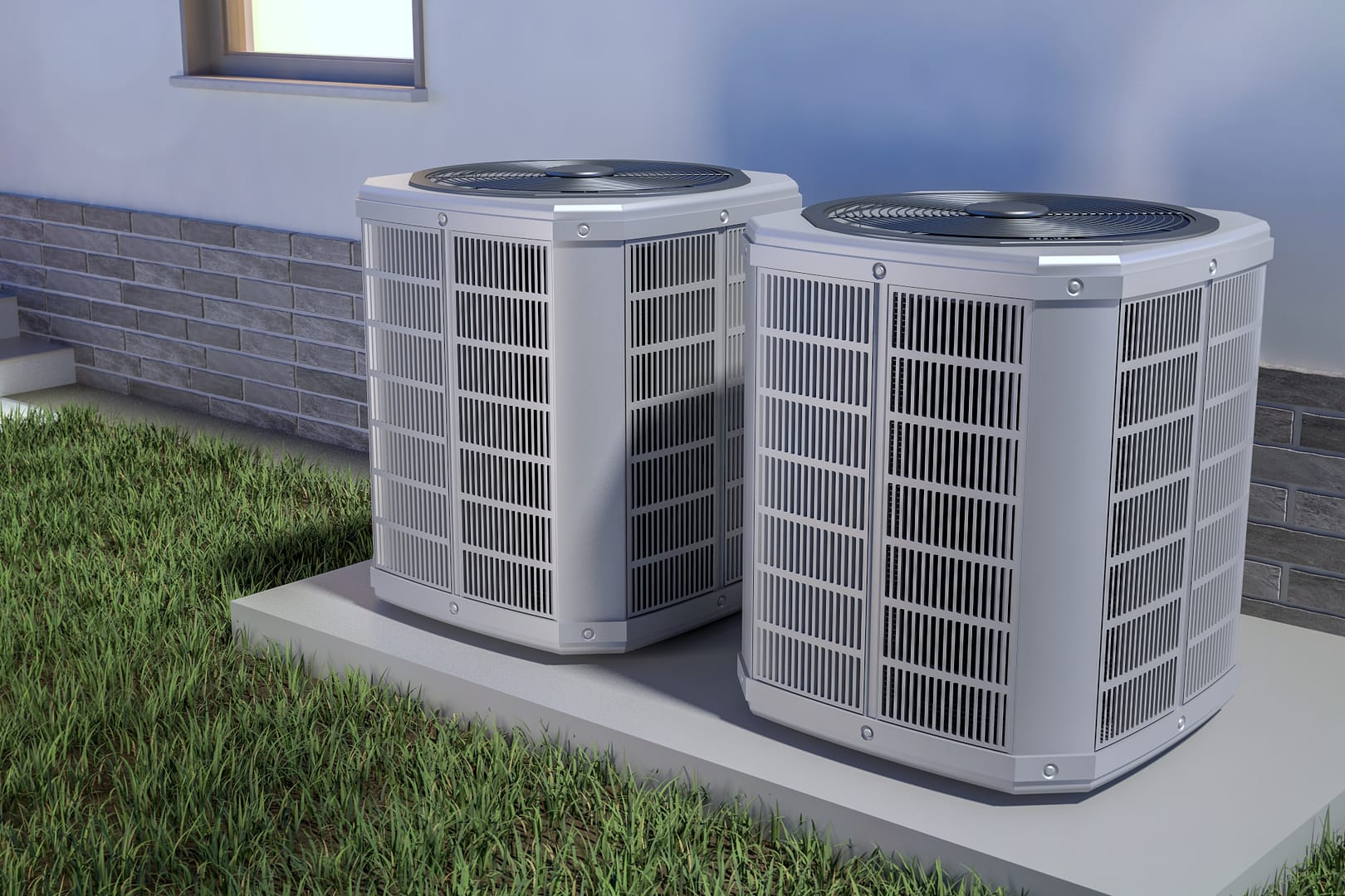 Air,Heat,Pumps,And,House,,3d,Illustration Air,Heat,Pumps,And,House,,3d,Illustration