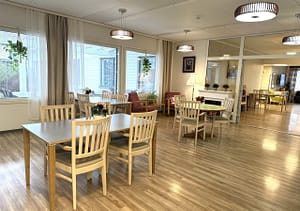 Huone, jossa huonekaluja.