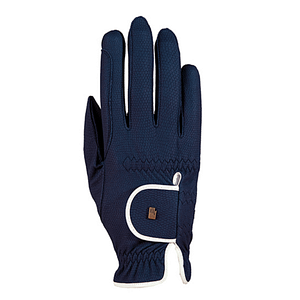 Roeckl lona ratsastushanskat tummansininen valkoisella kantilla