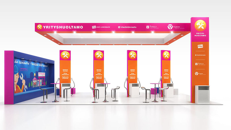 Yrityshuoltamon messuosaston 3D-kuva