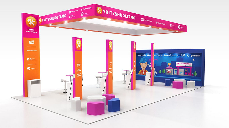 Yrityshuoltamon messuosaston 3D-kuva