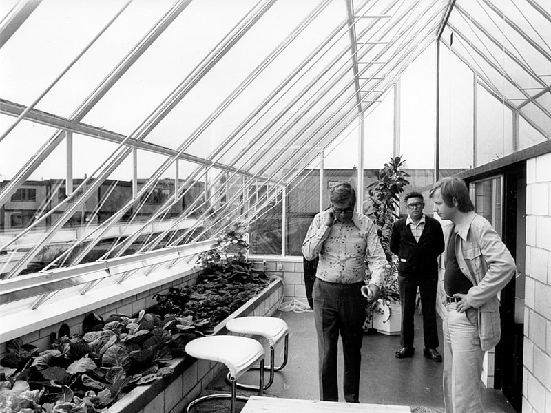 Futuristinen ekotalo aurinkopaneeleineen ihastutti Vantaan asuntomessuilla vuonna 1977.
