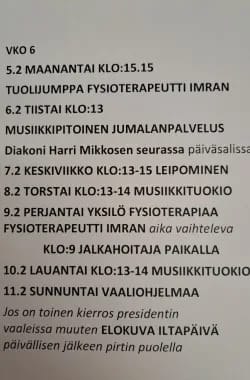 Helmikuun tapahtumakalenteri vko 6