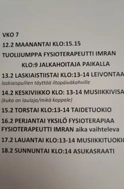 Helmikuun tapahtumakalenteri vko 7